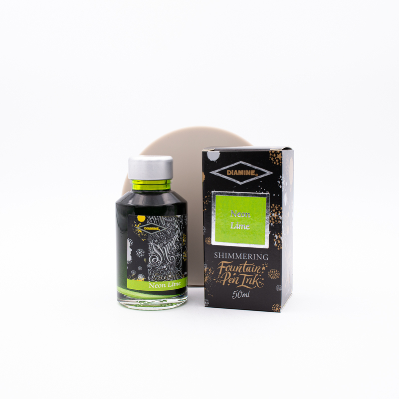 Diamine Shimmering Neon Lime Ink Bottle 50 ml