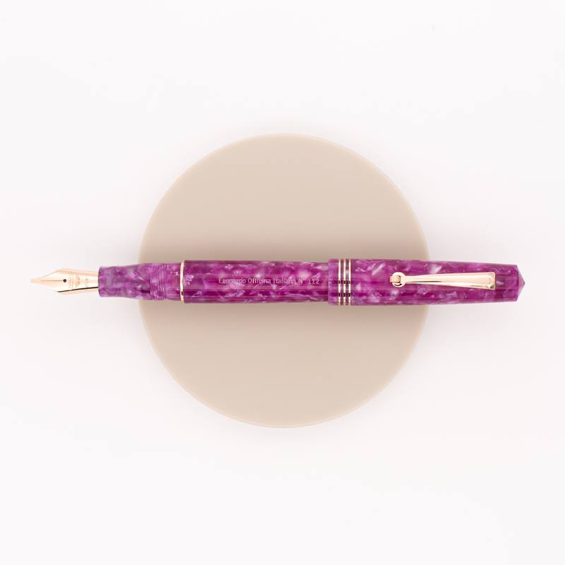 Leonardo Officina Italiana Momento Zero Penna Stilografica Viola Lavanda & Oro Rosa