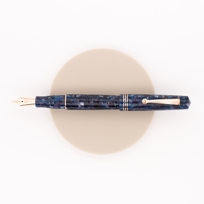 Leonardo Officina Italiana Momento Zero Penna Stilografica Blu Sorrento & Oro Rosa