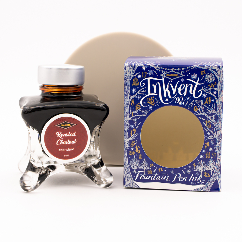 Diamine Inkvent Roasted Chestnut Ink Bottle 50 ml Blue Edition