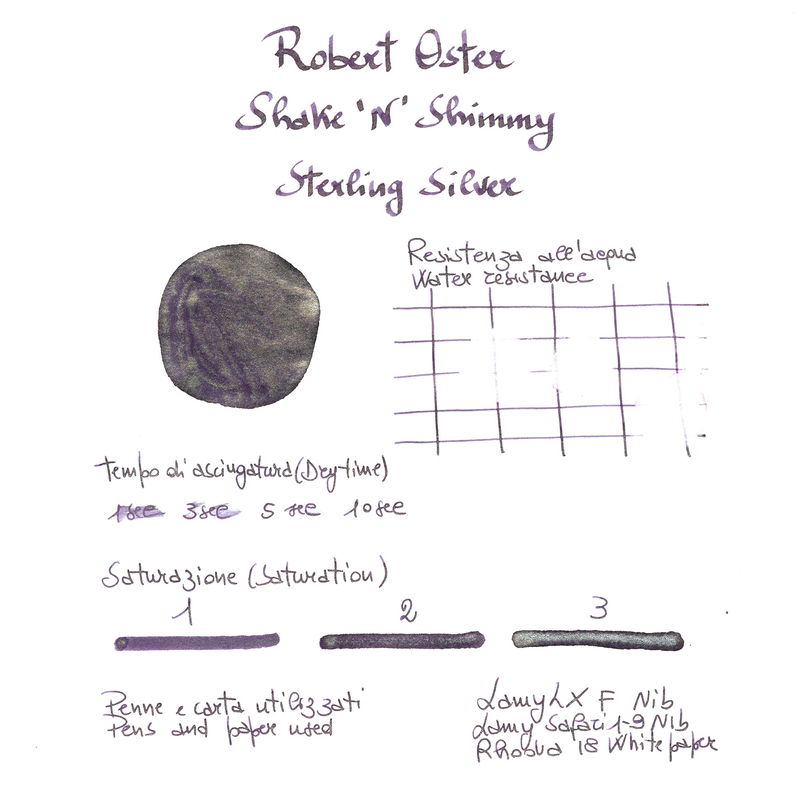 Robert Oster Shake 'N' Shimmy Stirling Silver Ink Bottle 50 ml