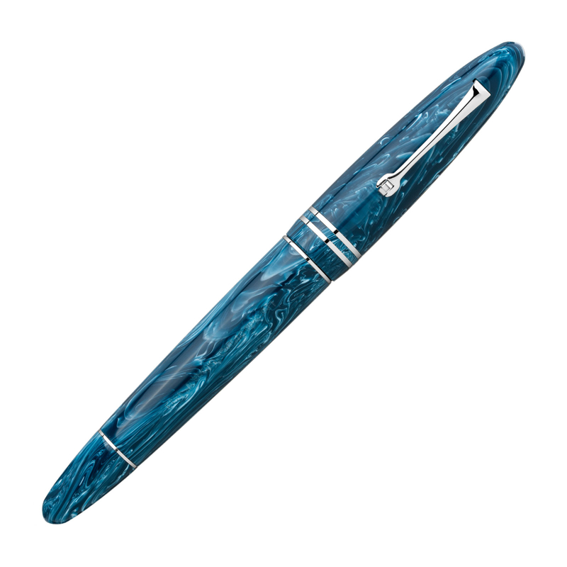 Leonardo Officina Italiana Furore Grande Penna Stilografica Blu Positano Oro 14 KT