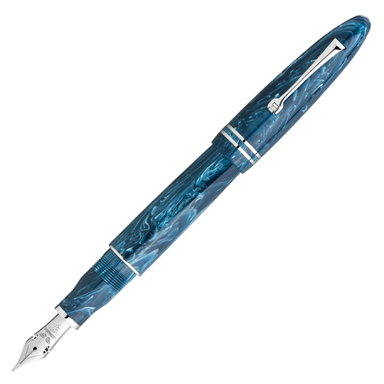 Leonardo Officina Italiana Furore Grande Penna Stilografica Blu Positano Oro 14 KT