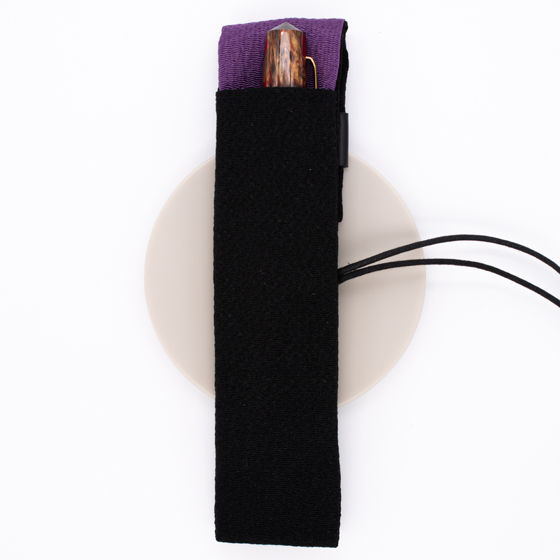 Taccia Kimono Pen Wrap Chirimen for 1 Pen Black
