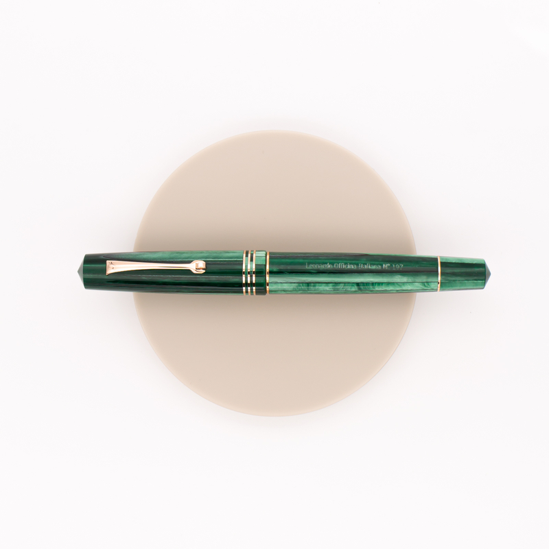 Leonardo Officina Italiana Momento Zero Penna Stilografica Verde Alga & Oro Rosa