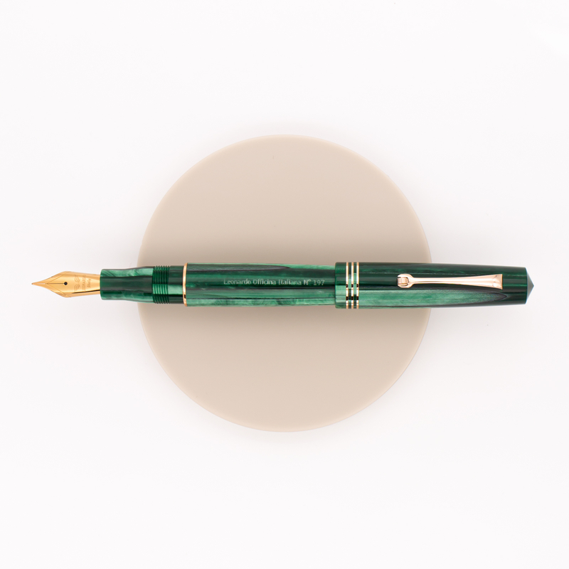 Leonardo Officina Italiana Momento Zero Penna Stilografica Verde Alga & Oro Rosa