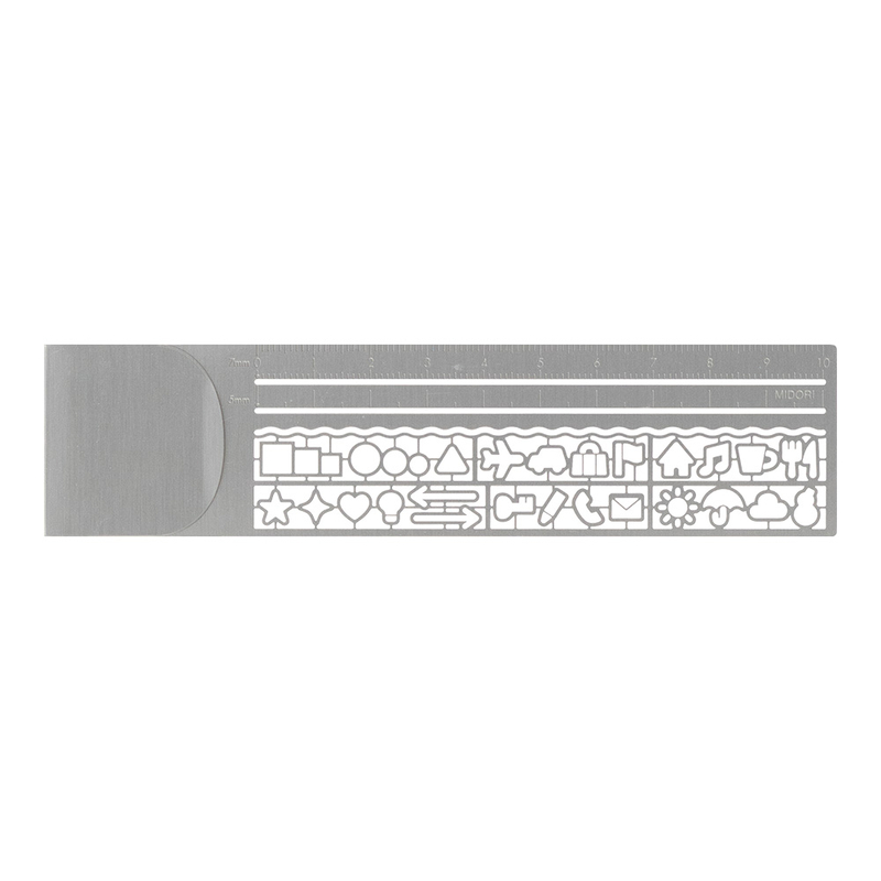 Midori Clip Ruler Stencil Silver