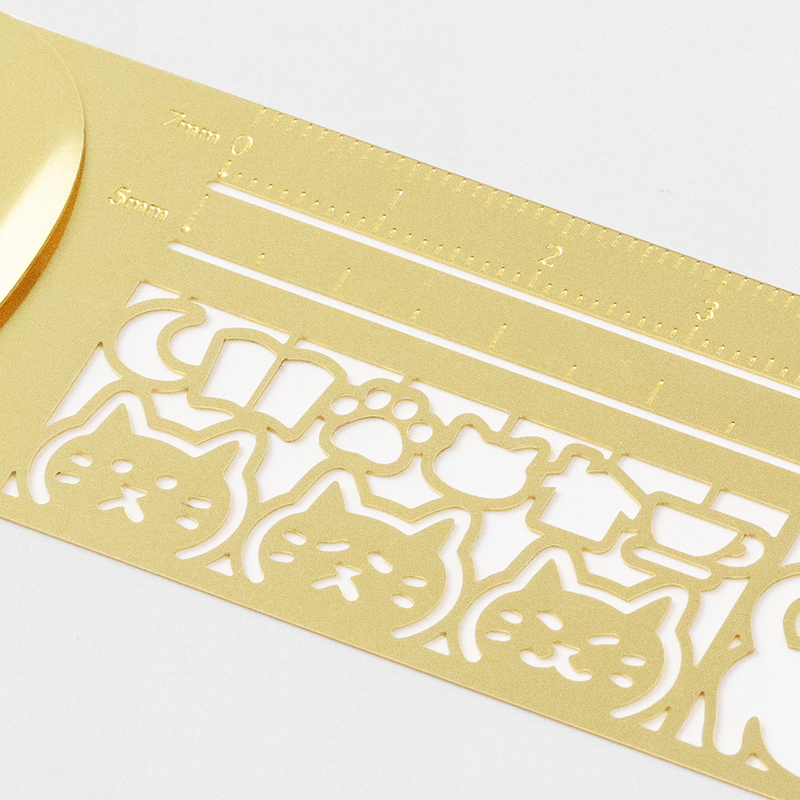 Midori Clip Ruler Segnalibro con Normografo Gatti Ottone