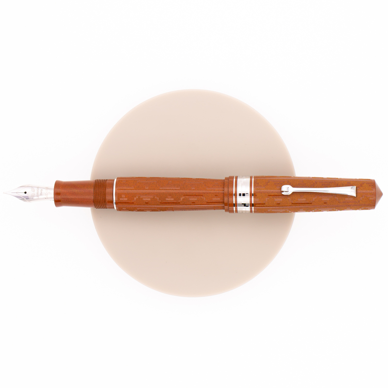 Leonardo Momento Zero Grande Art Déco 2021 Penna Stilografica Terracotta & Rodio Edizione Limitata