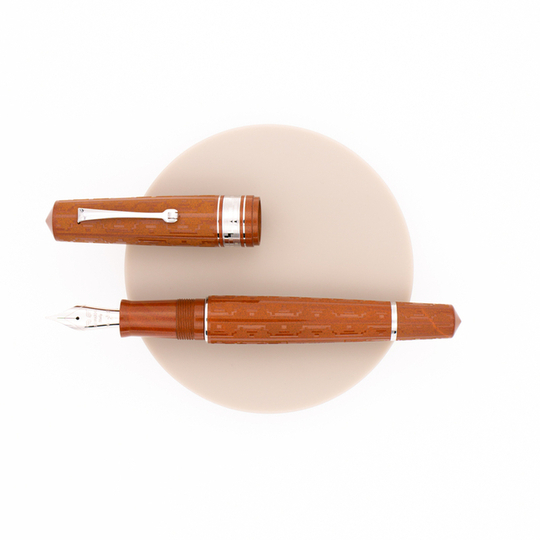 Leonardo Momento Zero Grande Art Déco 2021 Penna Stilografica Terracotta & Rodio Edizione Limitata