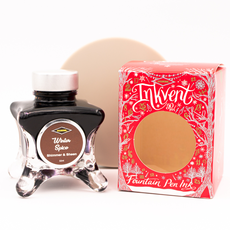Diamine Inkvent Winter Spice Ink Bottle 50 ml Red Edition Shimmer & Sheen