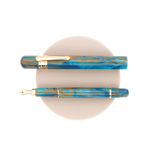 Taccia Covenant Fountain Pen Blue Apatite 14 KT