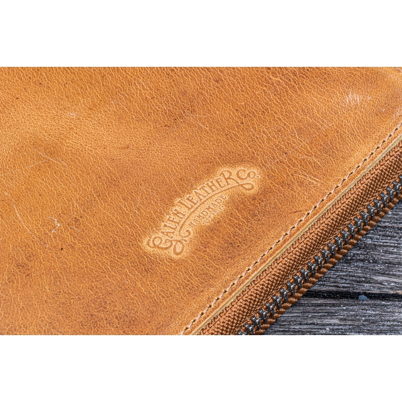 Galen Leather Zippered Folio A5 Notebook Crazy Horse Honey Ochre