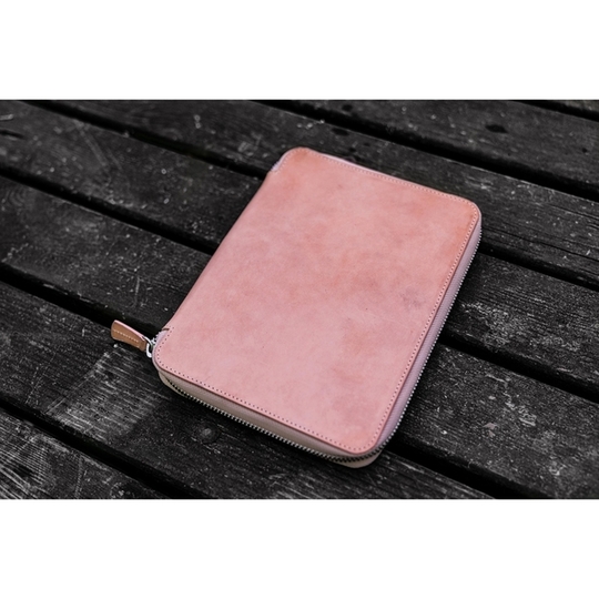 Galen Leather Zippered A5 Notebook Folio Undyed Leather