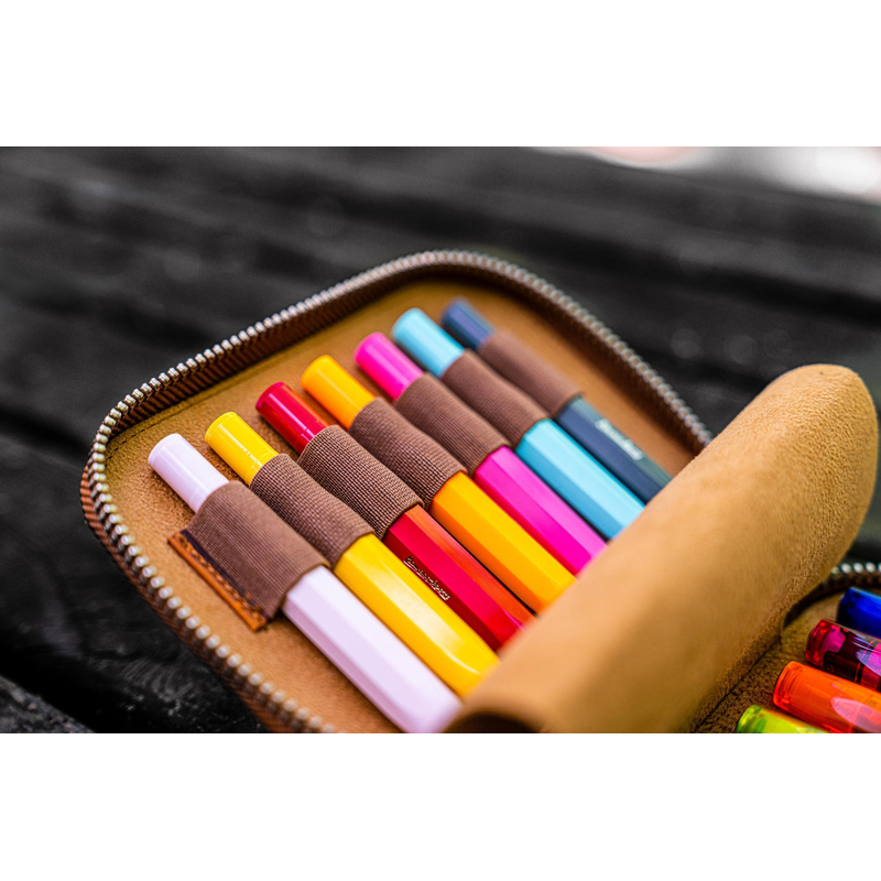 Galen Leather Portapenne in Pelle per Kaweco 14 Posti Crazy Horse Brown