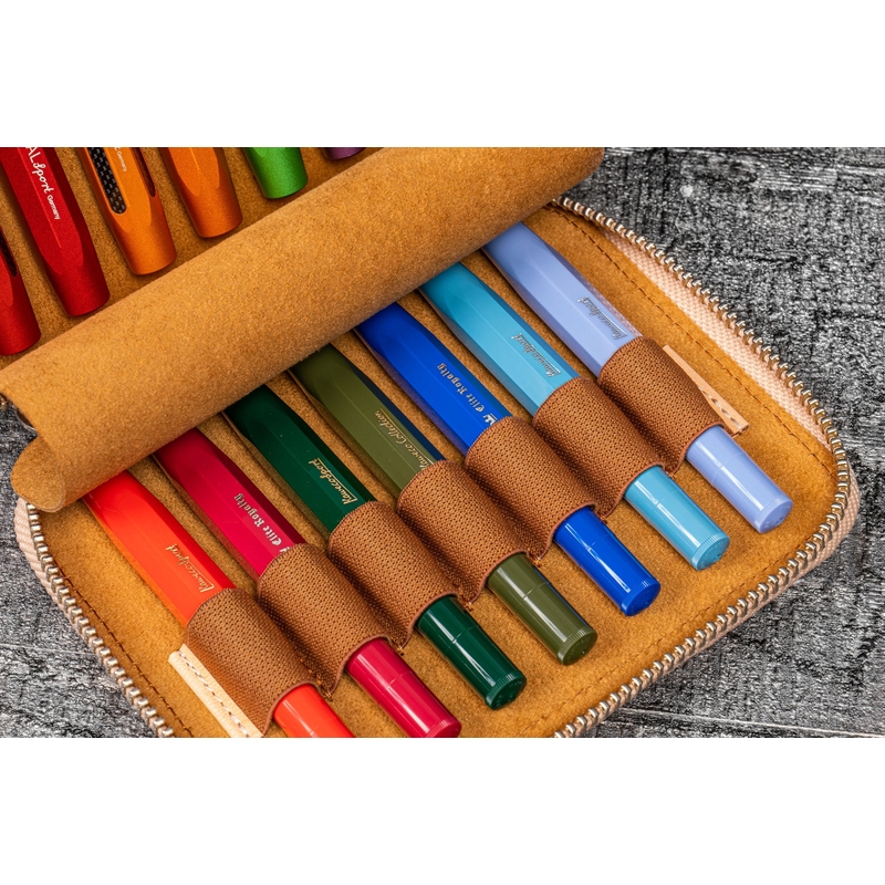 Galen Leather Portapenne in Pelle per Kaweco 14 Posti Undyed Leather