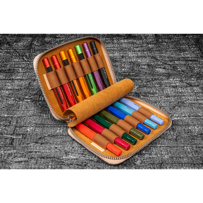 Galen Leather Portapenne in Pelle per Kaweco 14 Posti Undyed Leather