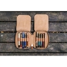 Galen Leather Zippered 10 Slots Pen Case Brown