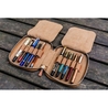 Galen Leather Zippered 10 Slots Pen Case Brown
