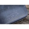Galen Leather Zippered 10 Slots Pen Case Crazy Horse Navy Blue