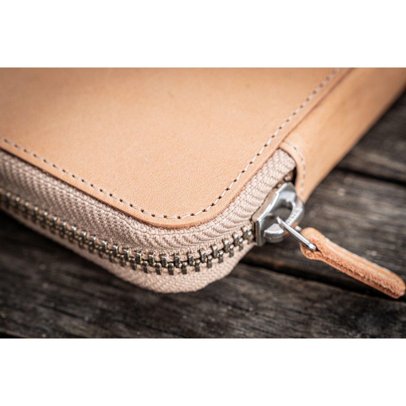 Galen Leather Portapenne in Pelle con Zip 10 Posti Undyed Leather