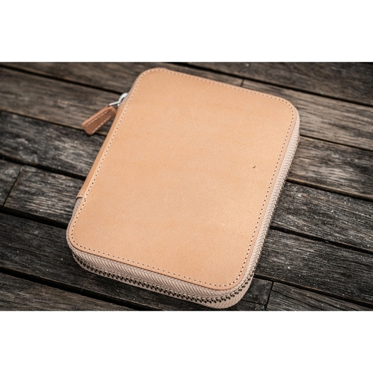 Galen Leather Portapenne in Pelle con Zip 10 Posti Undyed Leather