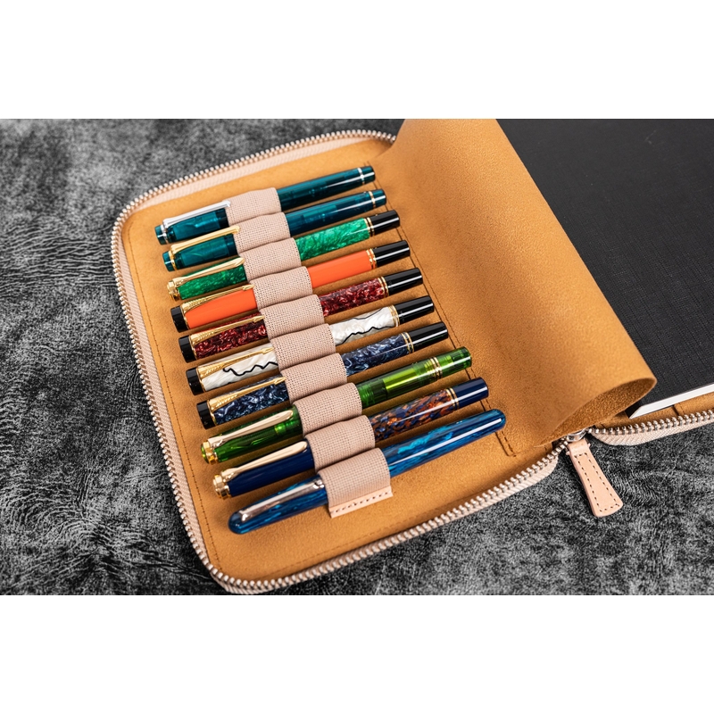 Galen Leather Portapenne in Pelle 10 Posti con Notebook A5 Undyed Leather