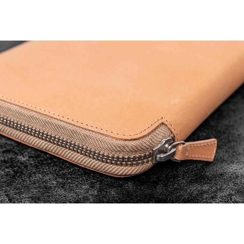 Galen Leather Zippered 20 Slots Pen Case Undyed Leather
