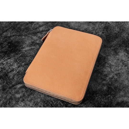 Galen Leather Portapenne in Pelle con Zip 20 Posti Undyed Leather