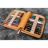 Galen Leather Zippered 20 Slots Pen Case Undyed Leather