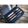 Galen Leather Portapenne in Pelle con Zip 3 Posti Crazy Horse Navy Blue