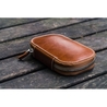 Galen Leather Zippered 3 Slots Pen Case Brown