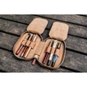 Galen Leather Zippered 3 Slots Pen Case Brown