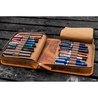 Galen Leather Zippered 40 Slots Pen Case Crazy Horse Brown