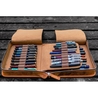 Galen Leather Zippered 40 Slots Pen Case Crazy Horse Brown
