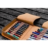 Galen Leather Zippered 40 Slots Pen Case Crazy Horse Brown