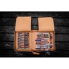 Galen Leather Zippered 40 Slots Pen Case Crazy Horse Brown