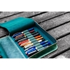 Galen Leather Zippered 40 Slots Pen Case Crazy Horse Forest Green