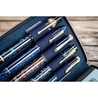Galen Leather Portapenne in Pelle 5 Posti con Notebook A6 Crazy Horse Navy Blue