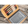 Galen Leather Zippered 5 Slots Pen Case with A6 Notebook Undyed Leather