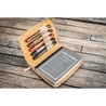 Galen Leather Zippered 5 Slots Pen Case with A6 Notebook Undyed Leather