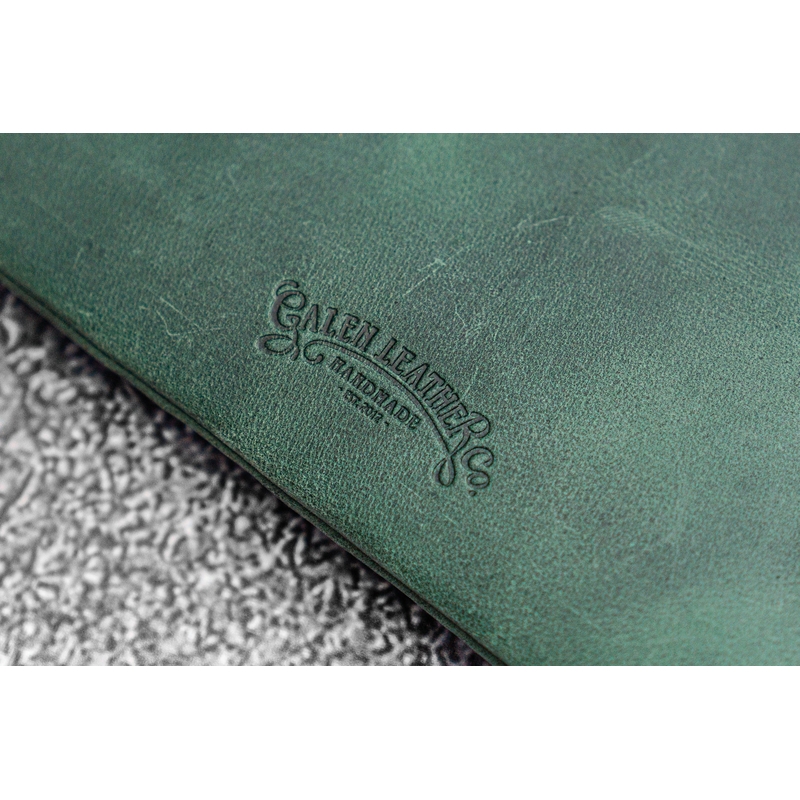 Galen Leather Slip-N-Zip Portapenne in Pelle 4 Posti Crazy Horse Forest Green