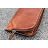 Galen Leather Slip-N-Zip 4 Slots Zippered Pen Pouch Crazy Horse Tan