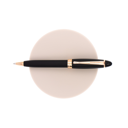 Aurora Ipsilon Satin Penna Sfera Nera & Oro Rosa