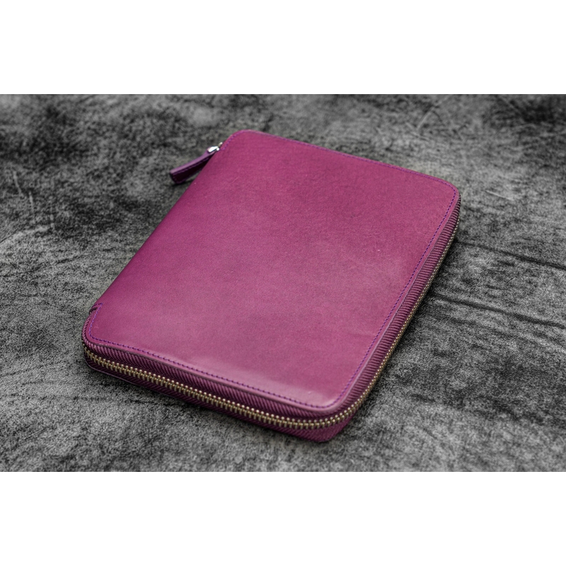 Galen Leather Zippered Folio A5 Purple