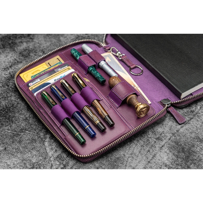 Galen Leather Zippered Folio A5 Purple