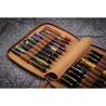 Galen Leather Zippered 20 Slots Pen Case Crazy Horse Brown