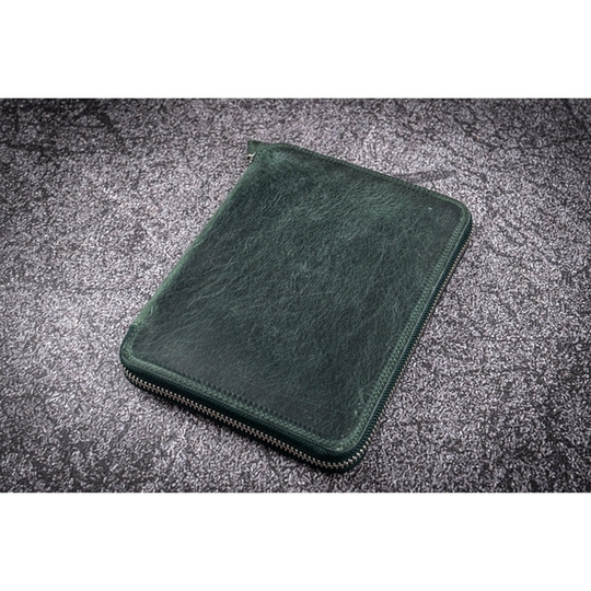 Galen Leather Portapenne in Pelle con Zip 20 Posti Crazy Horse Forest Green