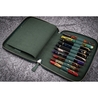 Galen Leather Portapenne in Pelle con Zip 20 Posti Crazy Horse Forest Green