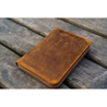 Galen Leather Zippered 5 Slots Pen Case with A6 Notebook Crazy Horse Brown